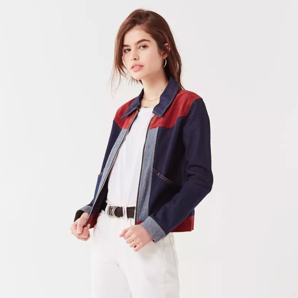 SOLD Urban Outfitters Women's Two-Tone Mechanic Gasoline Western Denim Jacket - Picture 4 of 16